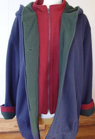 Colorful Unusual Wool Jacketw/Hood ~Vintage 70% Wool  Vintage Item 1