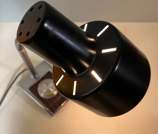 Vintage 1980s MCM Adjustable Gooseneck Desk Lamp w/ Dimmer Knob 1