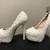 White womens pearl pumps size 7 3 thumbnail