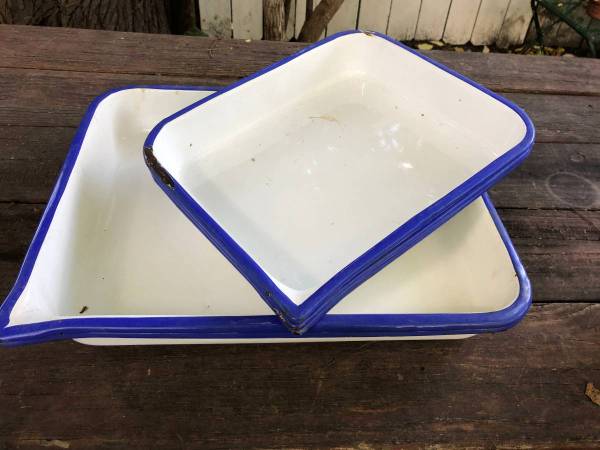 vintage porcelain steel developing trays 1