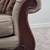 90" Sofa – Neutral Fabric, Distressed Wood Trim, Excellent Condition 9 thumbnail