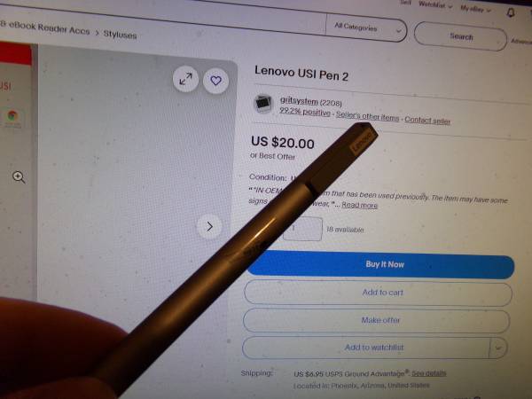 Lenovo USI Pen 2 compatible cruzada - $20 (Scio)63435508778243122