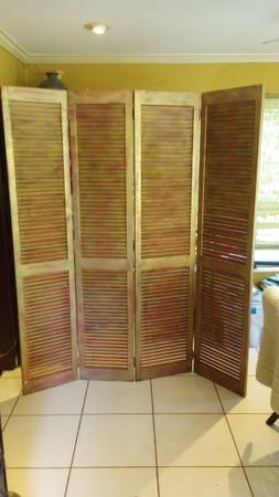 Solid wood bi-fold louvered doors room divider 79" H x 71" W 1