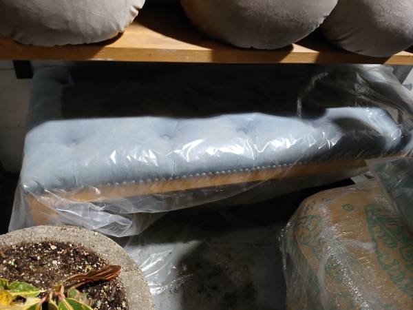 Piano Keyboard BENCH Solid Blond Wood & Denim 1