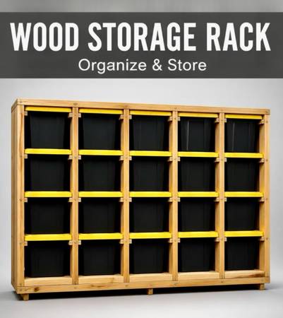 Solid Wood Storage Bin Rack (Multiple Compartments) – Delivery Available 1