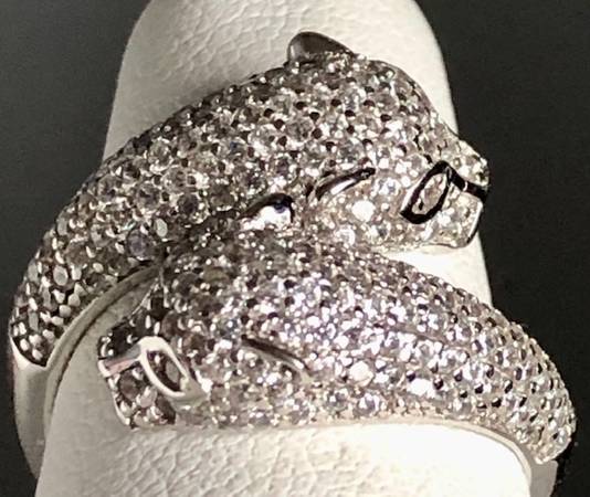 Sterling Silver Double Panther Ring size 7 1