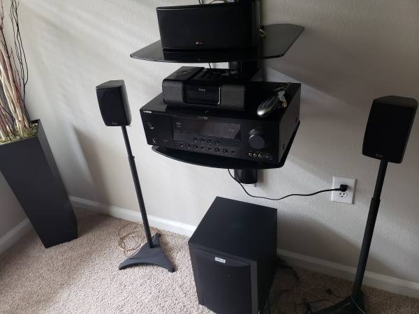 Yamaha Receiver and Polk Speaker Theater Sound System for Sale 1
