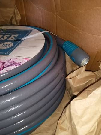 Water Hose Professional 5/8 Solid Brass Reinforced Ends Industrial Flex 120Ft. 1