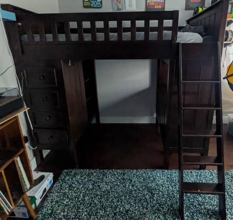 Solid wood loft bed, twin 1