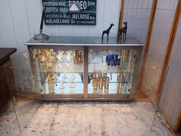 Post Modern metal mirrored vintage cabinet/ bar 1