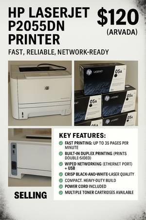 HP LaserJet P2055dn Printer – Fast, Reliable, Network-Ready 1