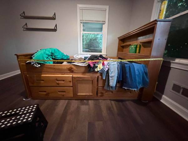 FOR SALE: SOLID PINE FULL-SIZE CAPTAIN’S BED WITH STORAGE 1