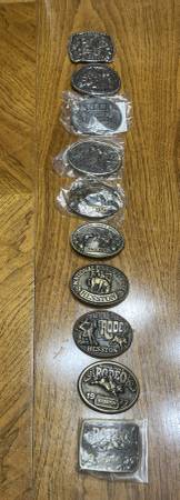 Lot of 10 Hesston NFR Large Adult Size Belt Buckles 1976- 1985 1