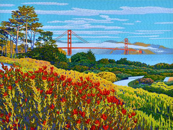 Alex Nizovsky - Golden Gate With Flowers - Landscape Painting 30