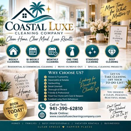 ✨ Need a Cleaner? Let Coastal Luxe Make Your Space Shine! 1