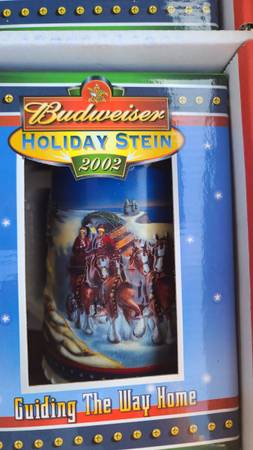Vintage Budweiser Christmas Steins 1