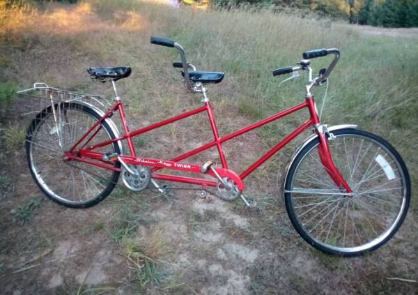 Brautiful Red Schwinn Twin tandom bike 1