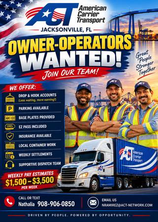WANTED! OWNER OPERATORS W. CDL CLASS:A. 1