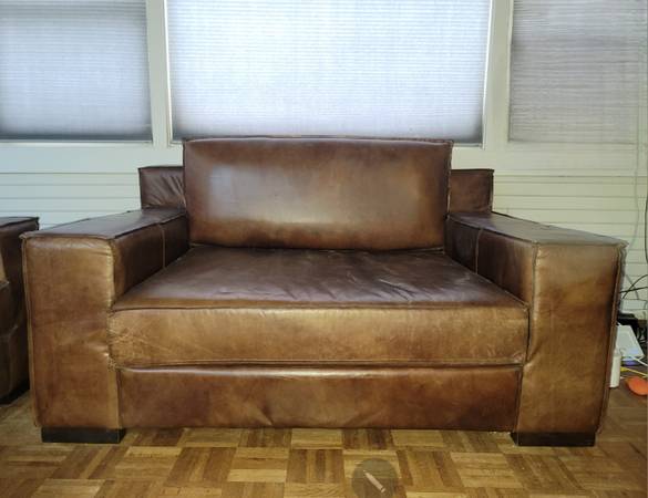 Restoration Hardware 5' Sofa / Couch Capri Antique Leather 1