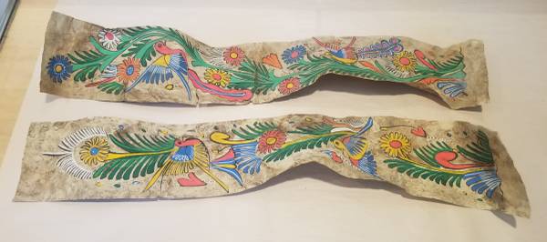 Hand-Painted Mexican Amate Bark Paper Wall Art – Birds & Flowers 1