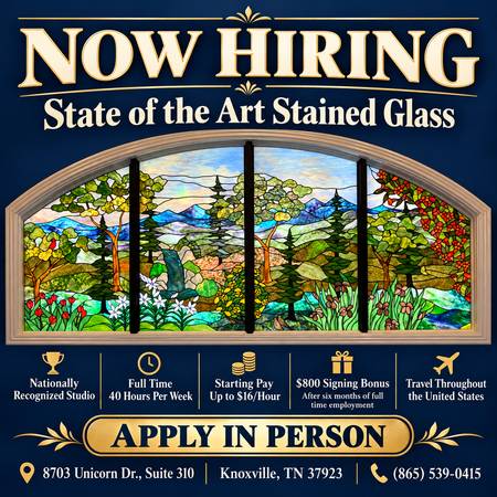 Nationally Recognized Stained Glass Studio is Hiring! 1