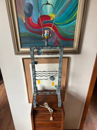 Vintage Postmodern Verdigris Table Lamp 1