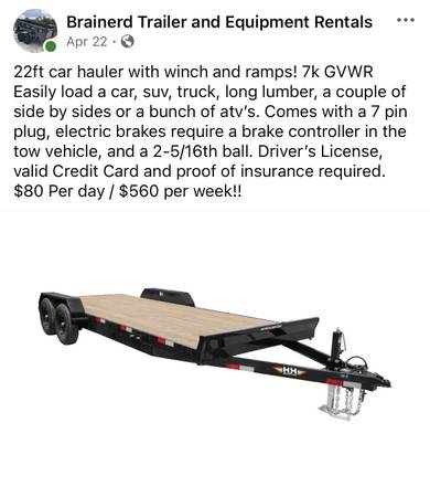 22 ft Car Trailer for Rent 1
