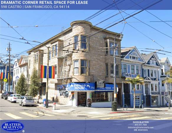Dramatic Corner Retail Space For Lease (598 Castro Street) 1