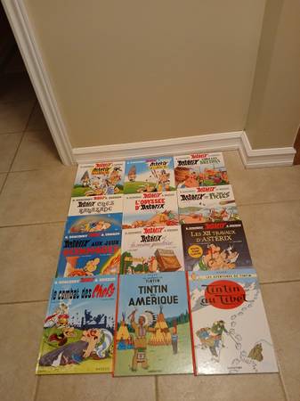 12 FRENCH ASTERIX/ TINTIN hardcover books -Goscinny/ Uderzo 1