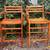 Pair Teak Large Slatted Patio Barstools Chairs 1 thumbnail