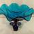 Viking Epic Drape 3 Toed Blue Glass Compote 14 thumbnail