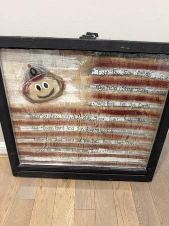Rustic Ohio State Buckeyes Window Fight Song Flag Wall Art! 30x28” 1