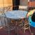 Stone patio table and 3 matching chairs and pads 3 thumbnail