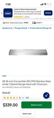 GE JVX5360SJSS 36" Under cabinet range hood 1