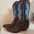 BCBGirls  sz 11 Studded Brown Turquoise Leather Cowboy Boots 1 thumbnail