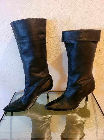 Slightly Used Black Man Made Leather Women's Boots.OBO 1