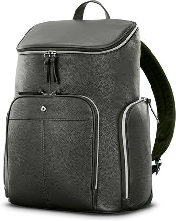Samsonite Mobile Solution 2 Leather Deluxe Backpack, Olive, BRAND NEW 1