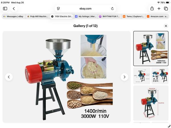 110V Electric Grinder Mill Grain Corn Wheat Feed/Flour Wet&Dry Cereal 1