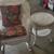 White wicker rocking chair with cushion and pillow and round table 4 thumbnail