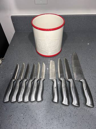 Kitchen Knife 9pc Culinary Set With Utensil Container 1