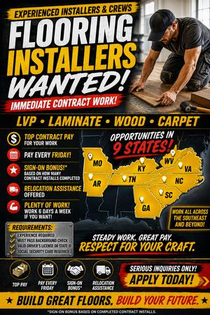 Carpet installers and carpet crews needed 1