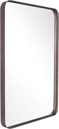 Bathroom Wall Mirror with Metal Frame Bronze, 22x30x1’’ Rounded Corner 1