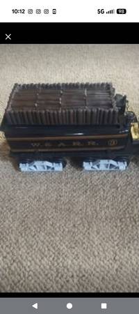 7 empty Jim beam railroad decanter with 4 pieces of track 1