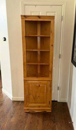 Solid Wood Pine 4-Tier Corner Hutch Shelf Cabinet 1
