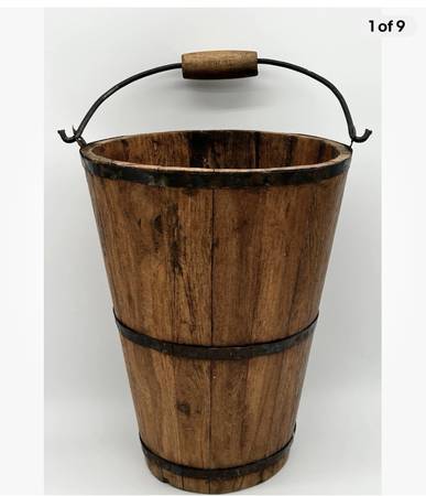 ANTIQUE PRIMITIVE WATER BUCKET 15 INCHES TALL 1