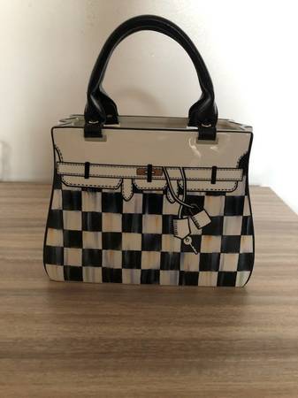 MacKenzie Childs Doodles Vase Decorative Ceramic Handbag 1