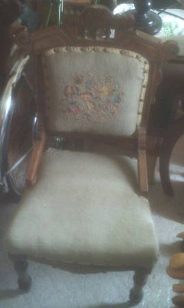 Antique Eastlake chairs-green 1870-1890, needlepoint/casters, $30/both - $30 (Oconomowoc)63471318148609120