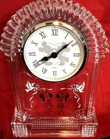Mickey Minnie Mouse Disney crystal mantle wedding clock 1