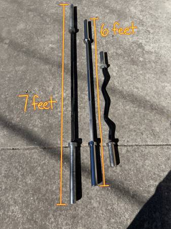 3-Bar Olympic Barbell Bundle (7ft, 6ft, EZ Curl) – 2" Sleeves 1