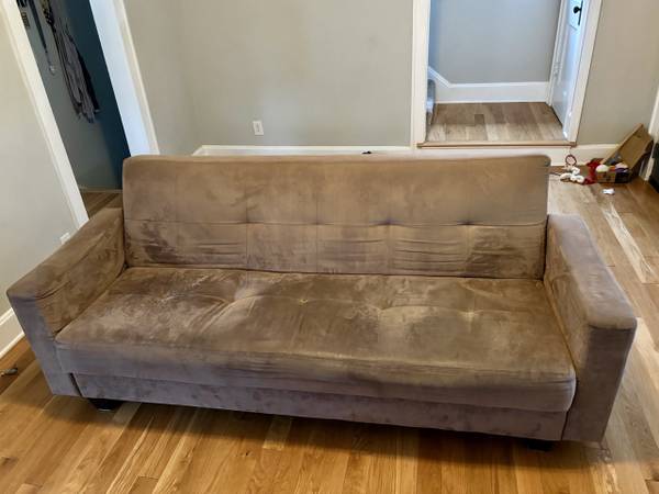 Primo Interna Brown Convertible Microfiber Futon Sofa Couch w/ Storage 1